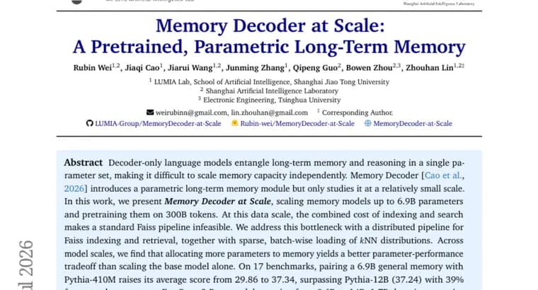 Исследователи масштабировали Memory Decoder до 6,9 млрд параметров памяти