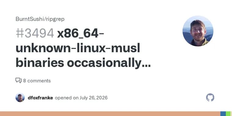 Ripgrep: musl-сборки падают в сегфолт при поиске по гигантским деревьям файлов