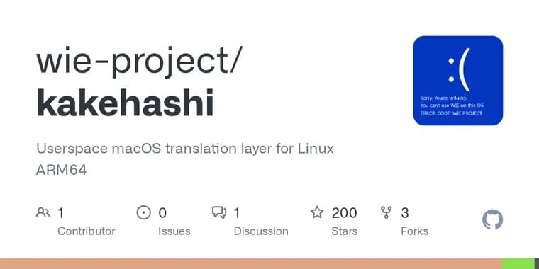 Kakehashi позволяет запускать бинарники macOS ARM64 на Linux aarch64 без JIT