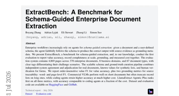 ExtractBench: LlamaExtract Agentic Plus обошёл коммерческие ИИ-модели в извлечении данных из документов