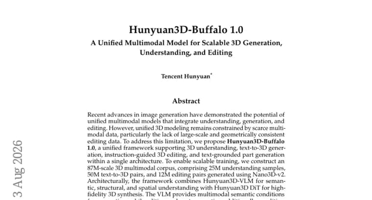 Tencent представила Hunyuan3D-Buffalo 1.0, единую модель для 3D-генерации и редактирования