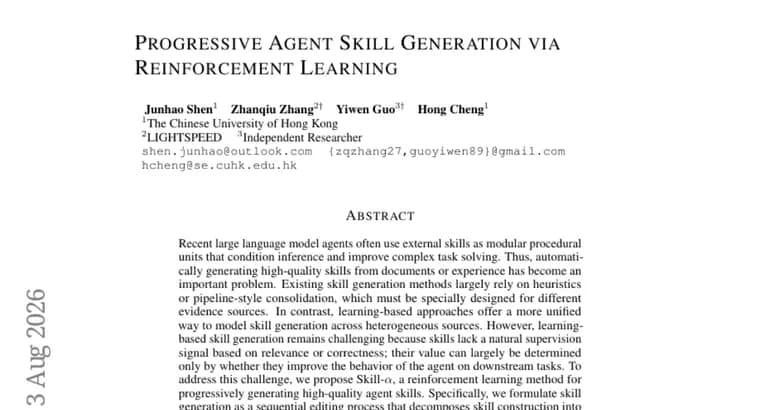 Учёные предложили Skill-α, RL-метод генерации навыков для ИИ-агентов