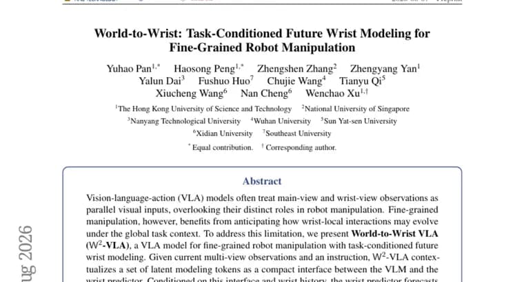 W2-VLA: новая модель прогнозирует движение кисти робота для точных манипуляций