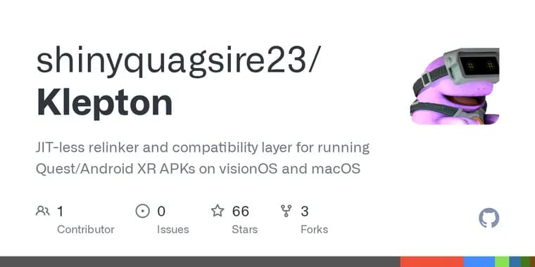 Klepton запускает Android VR-приложения на Apple Vision Pro