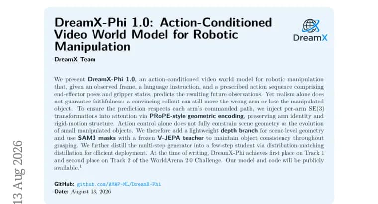 DreamX-Phi 1.0: видеомодель мира для роботов заняла призовые места на WorldArena 2.0