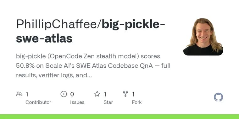 Стелс-модель big-pickle обошла всех, кроме Claude, в тесте SWE Atlas на понимание кода