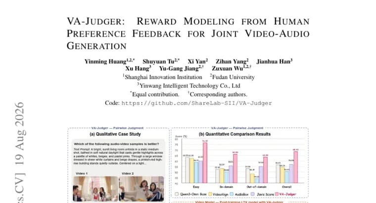 Исследователи представили VA-Judger, модель, которая оценивает генерацию видео со звуком как человек