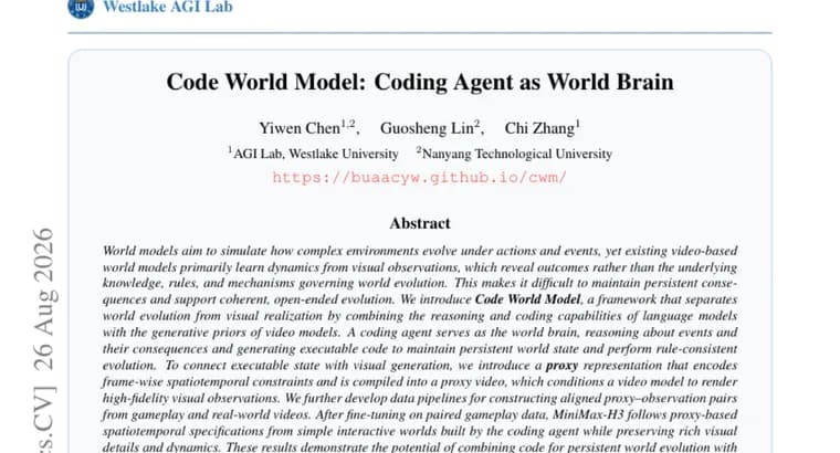 Code World Model: код агента, а не видео, управляет симуляцией мира