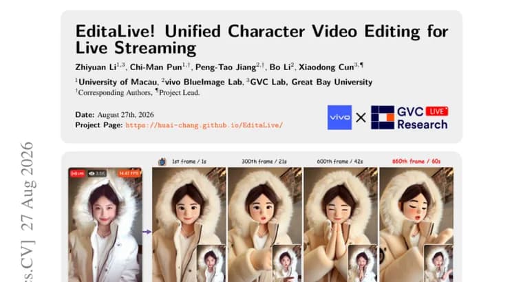 Исследователи предложили EditaLive, нейросеть для правки персонажей в прямом эфире