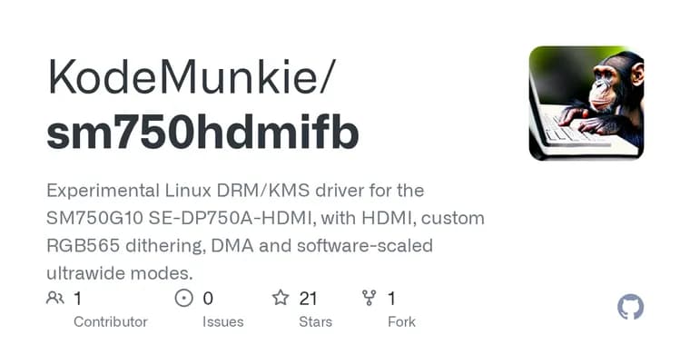 Silicon Motion SM750: вышел open-source Linux-драйвер с поддержкой ultrawide