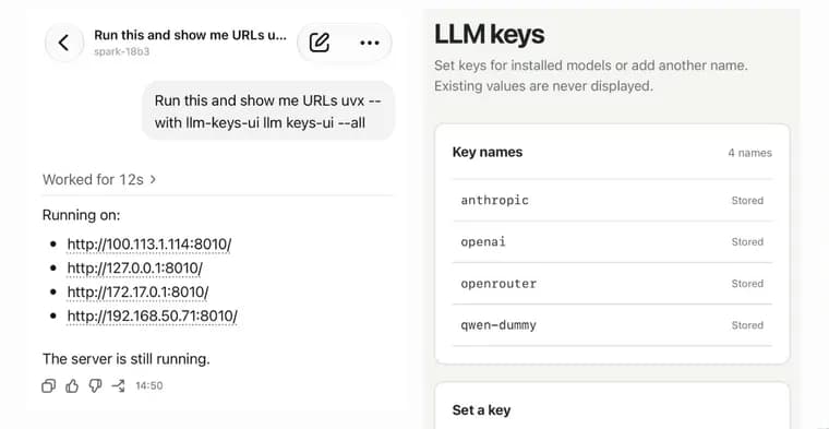 Саймон Уиллисон выпустил плагин llm-keys-ui для ключей в Codex Remote