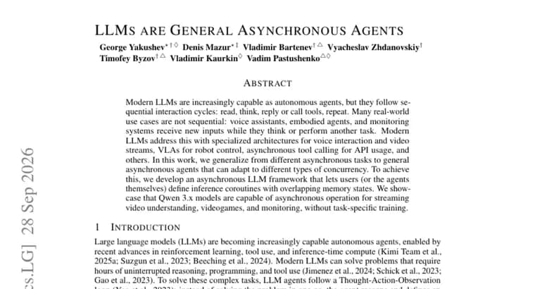 Статья «LLMs are General Asynchronous Agents»: Qwen 3.x работают асинхронно без дообучения