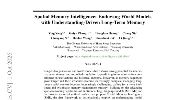 Предложен Spatial Memory Intelligence: мультимодальная модель управляет пространственной памятью в мировых моделях