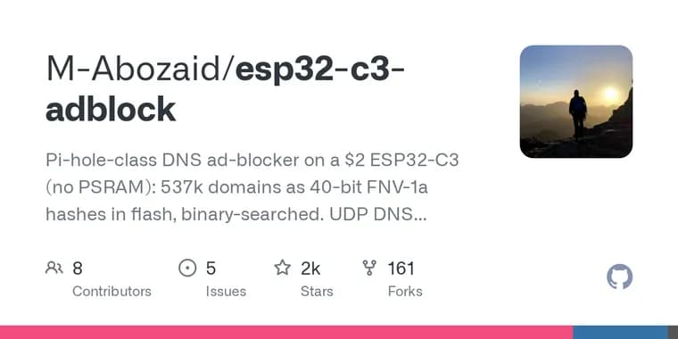 ESP32-C3 Adblock: DNS-блокировщик рекламы на чипе за $2 без PSRAM