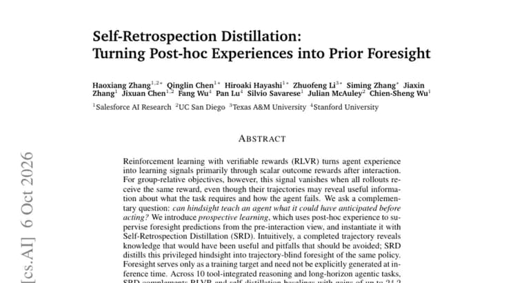 Self-Retrospection Distillation учит ИИ-агентов предвидеть до действия