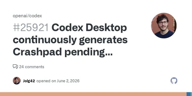 Codex Desktop на macOS забивает диск дампами Crashpad: 4,9 ГБ за день