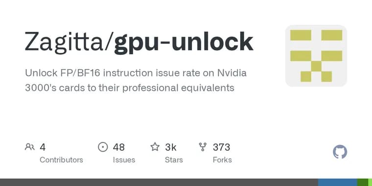gpu-unlock: модуль Linux удваивает скорость FP/BF16 на видеокартах Nvidia RTX 3000